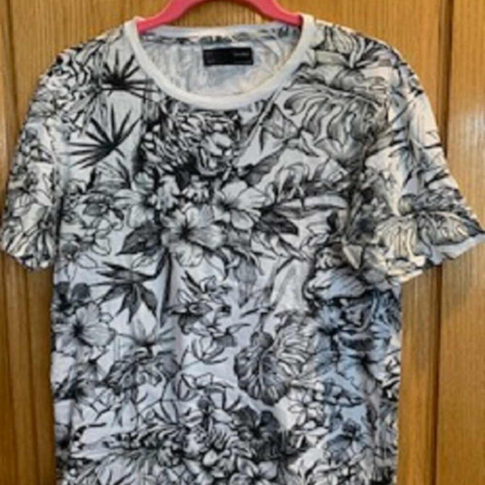 NWOT Youth Bershka Graphic Printed Cotton T-Shirt Black-White Tiger Artwork XL